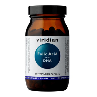 Viridian Nutrition Folic Acid with DHA 90 kapslí (Kyselina listová a DHA) SK