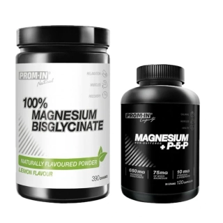 Prom-In 100% Magnesium Bisglycinate 390 g lemon + Magnesium+P5P 120 cps